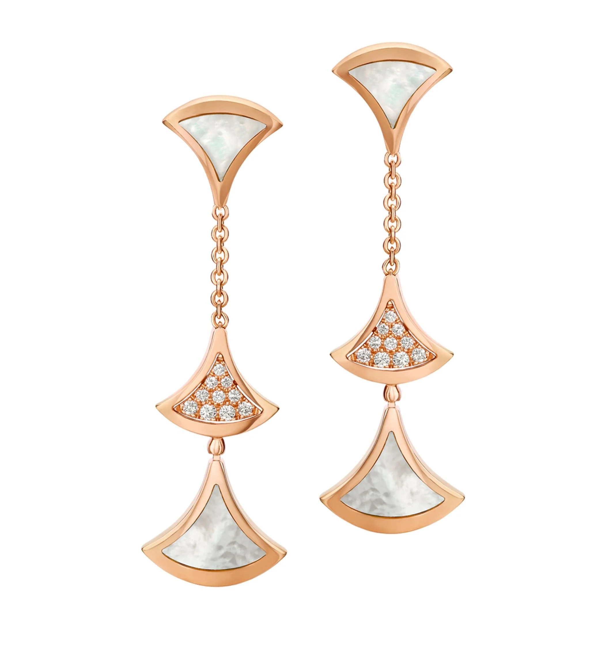 Regalia jewelryDREAM EARRINGS 3 MOTIFS DIAMOND MOP PINK GOLD