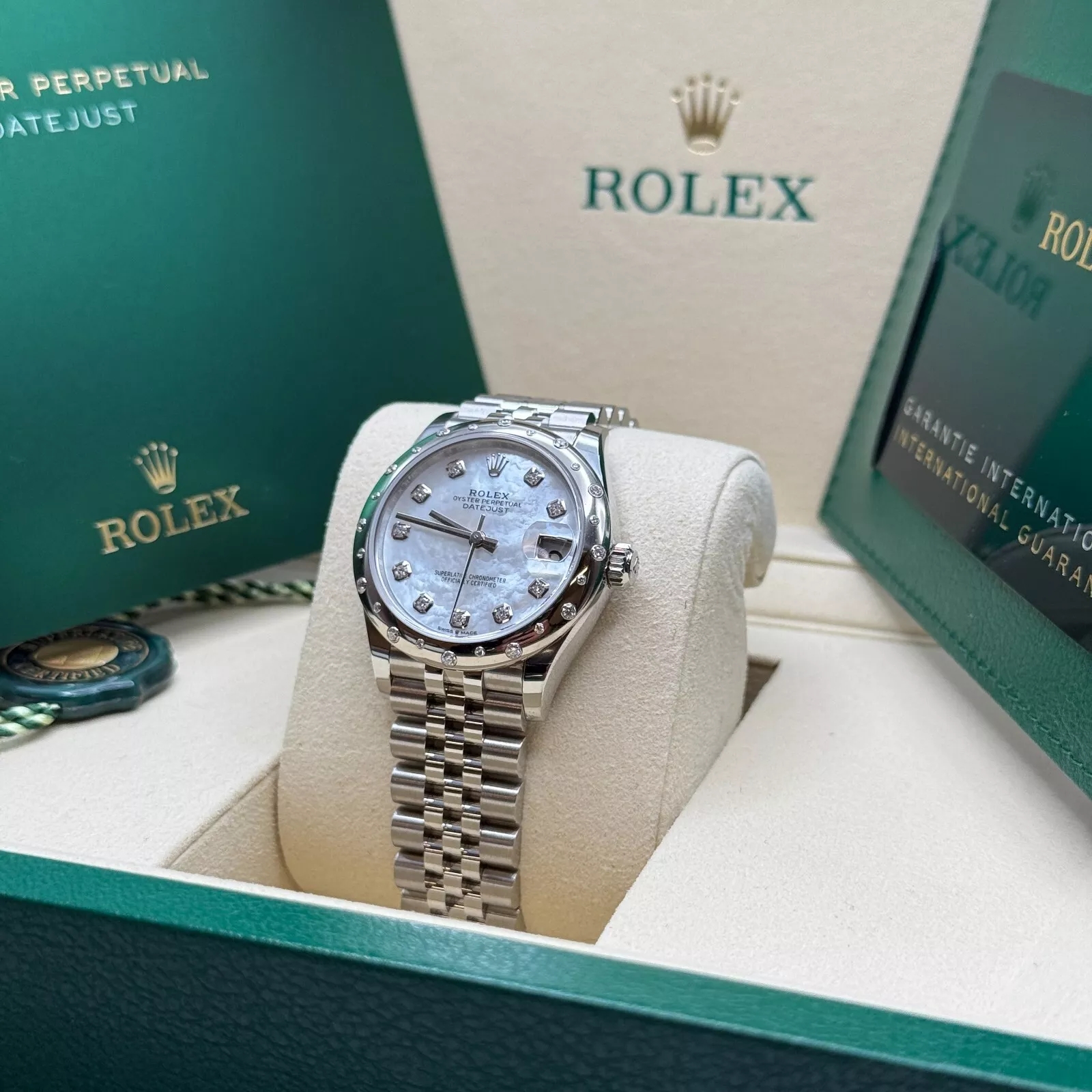 【Super Clone】ROLEX Datejust m278344-0005/0006 Mother-of-Pearl Dial 31mm Domed Diamond Oyster Watch