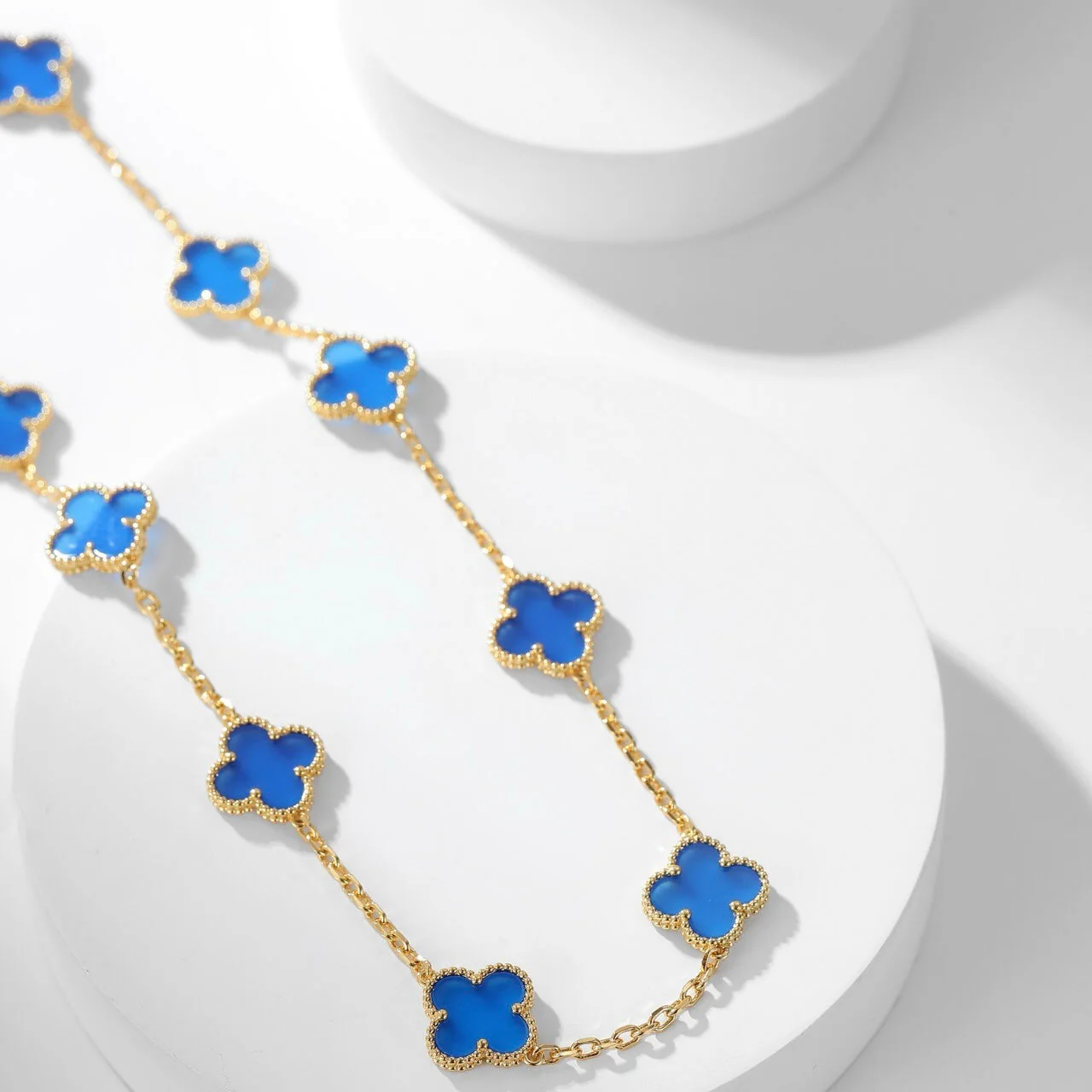 Regalia jewelryCLOVERS THE 10-MOTIFS BLUE AGATE NECKLACE