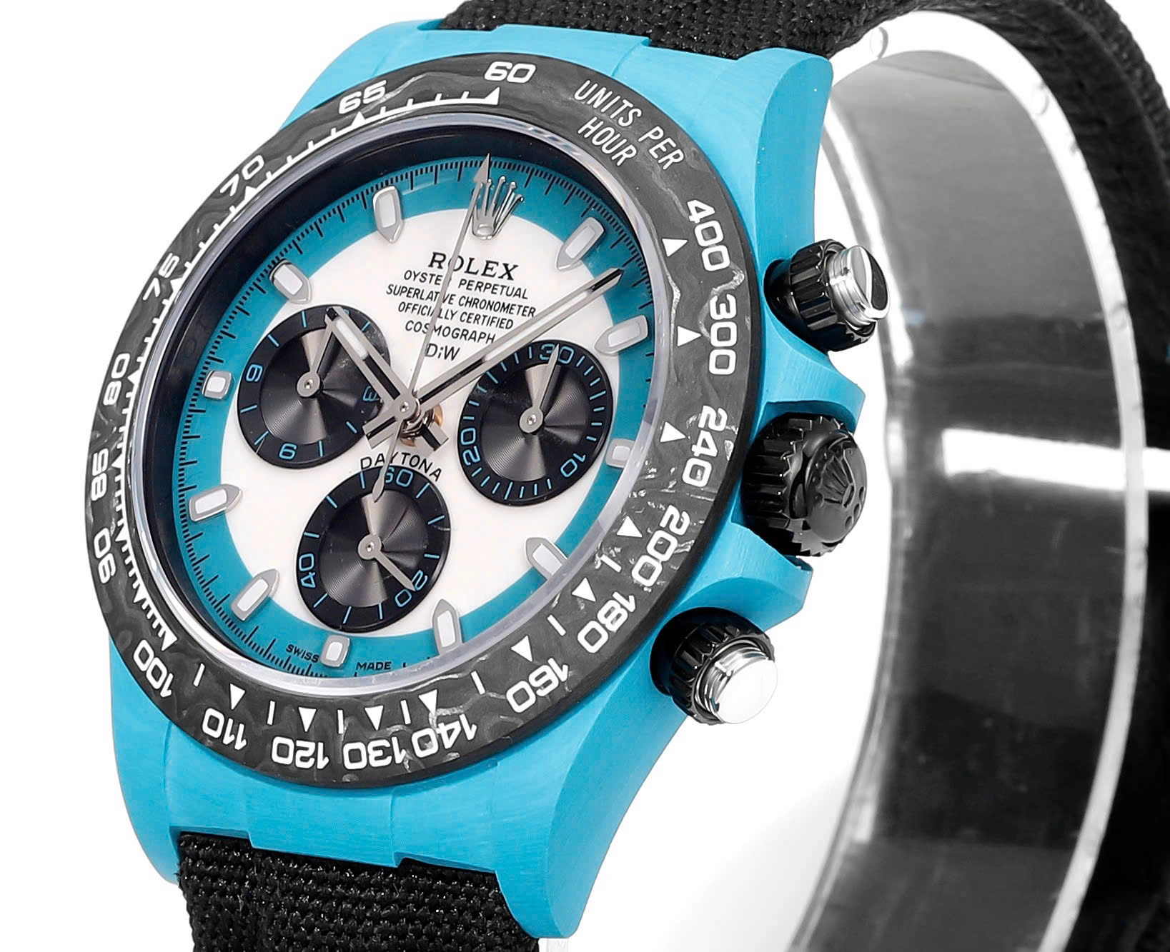【Super Clone】ROLEX Cosmograph Daytona DIW Carbon Tifany “CELESTE INVERT” 40mm Replica 1:1 – Top Quality Version
