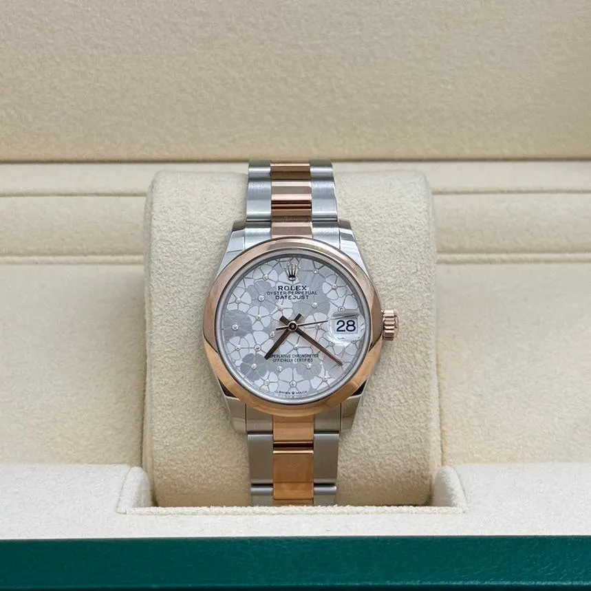 【Super Clone】RLX Datejust m278241-0031/0032 31mm  Silver Floral Motif Dial Oyster Bracelet Watch