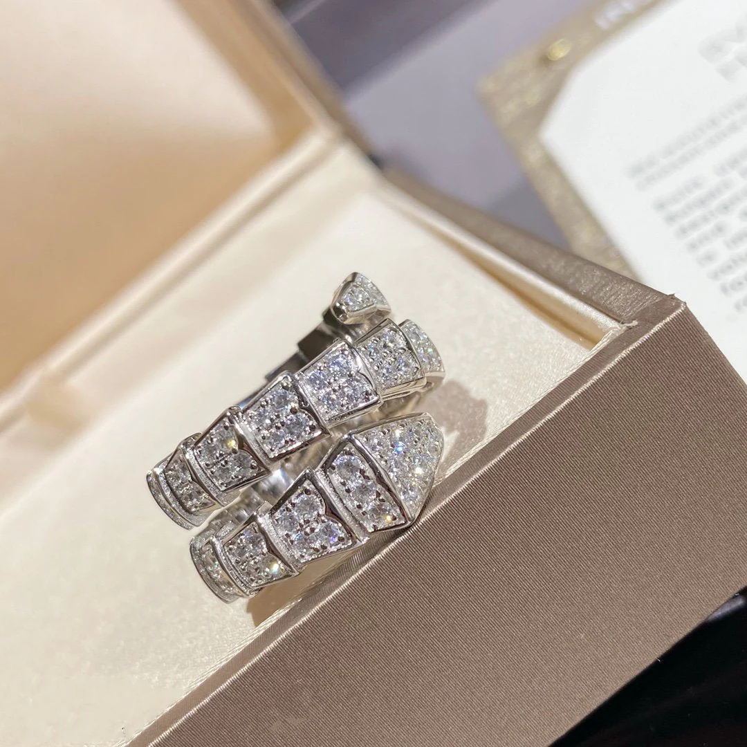 Regalia jewelrySERPENTI DOUBLE RING SILVER DIAMOND PAVED