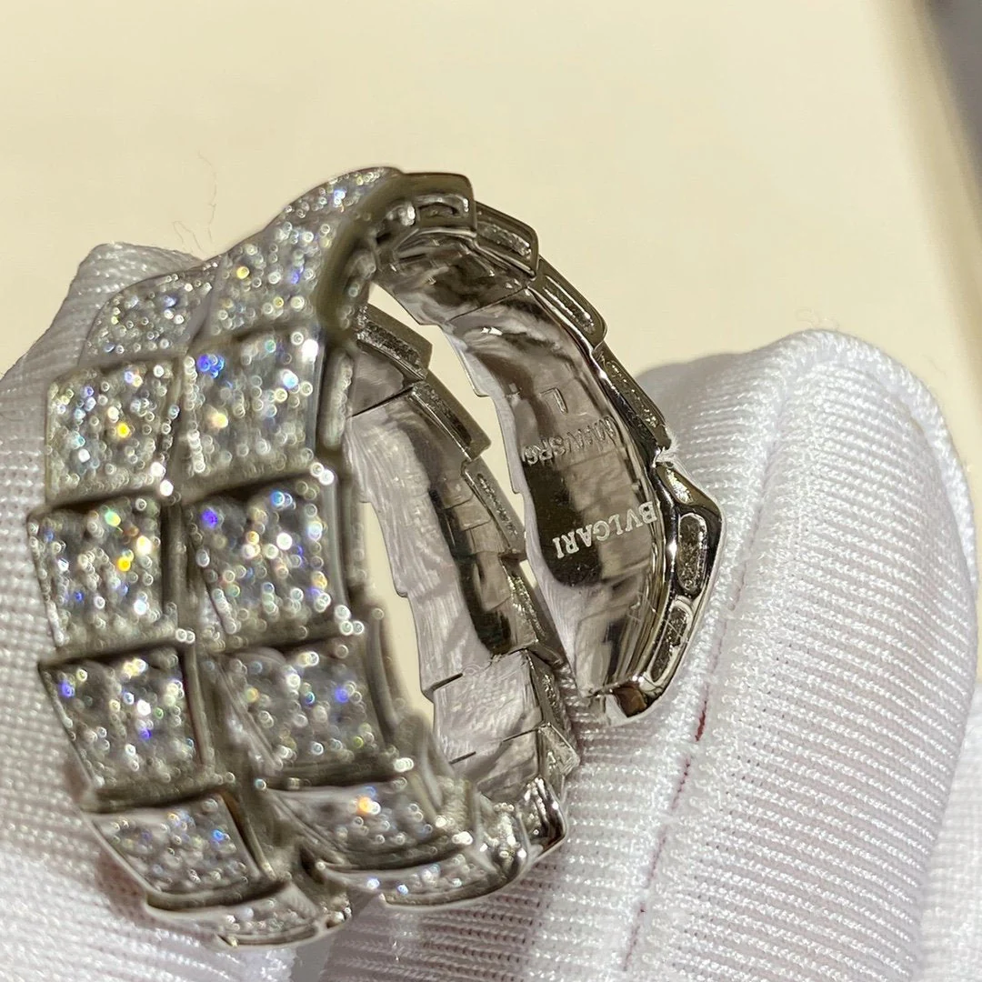 Regalia jewelrySERPENTI DOUBLE RING SILVER DIAMOND PAVED