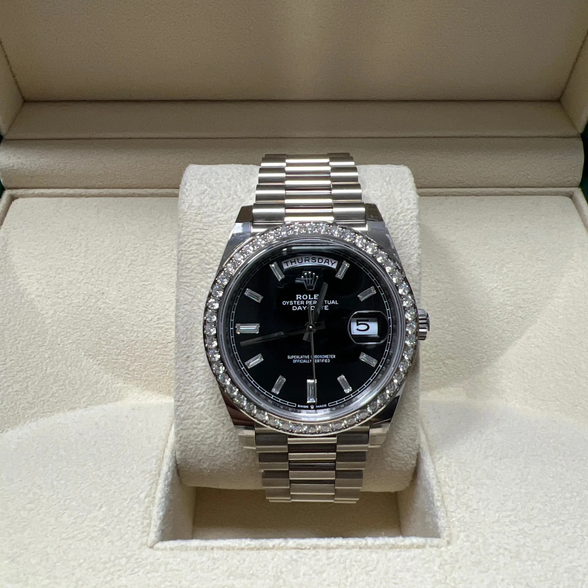 【Super Clone】ROLEX  Day-Date 40mm 228349RBR-0003 Bright Black Dial President Bracelet
