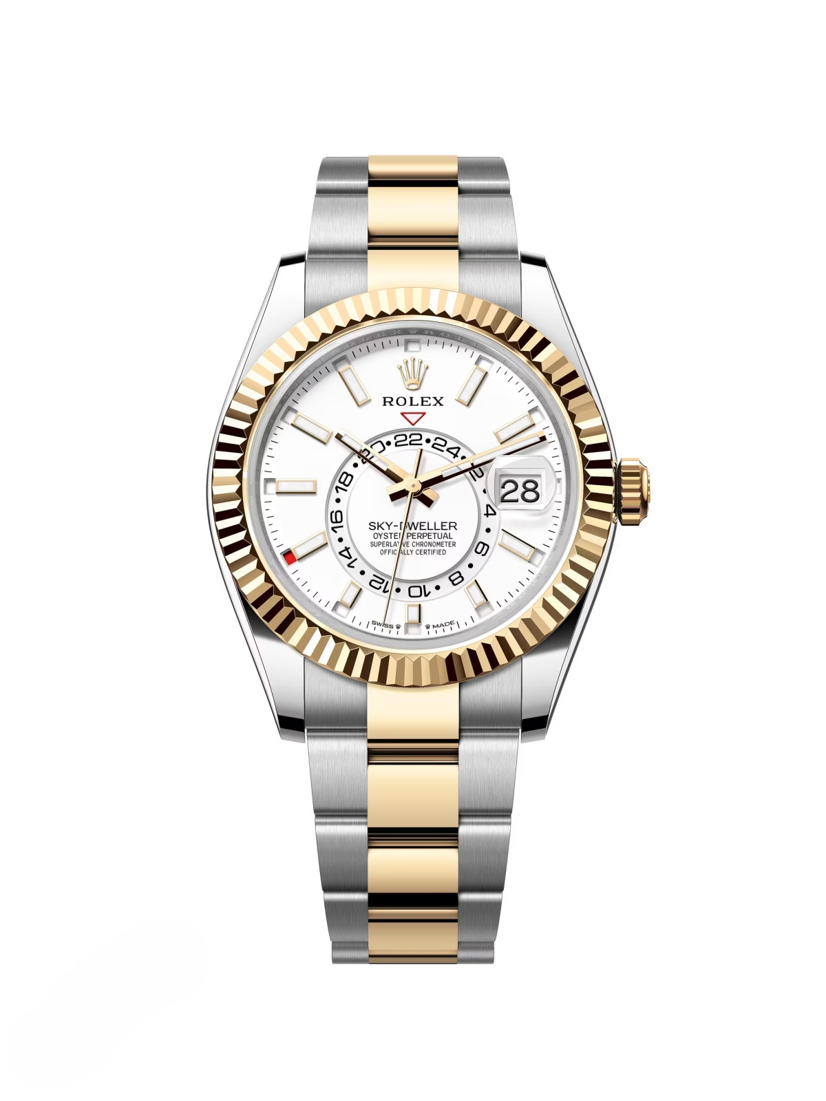 【Super Clone】ROLEX Sky-Dweller 42mm 336933-0005/0006 Two-Tone Yellow Gold White Dial Oyster