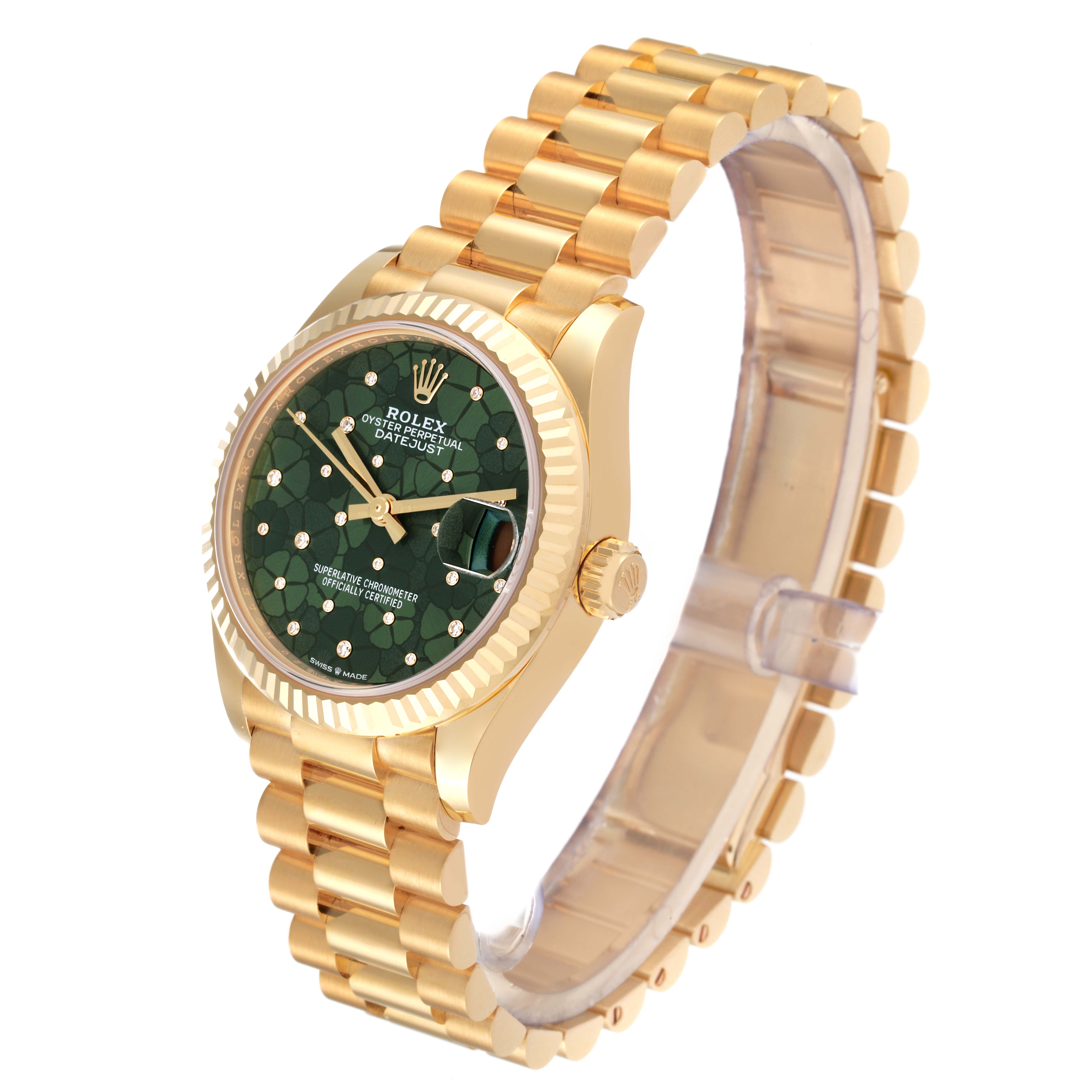 【Super Clone】RLX Datejust m278278-0046 Olive Green Floral Motif 31mm President Bracelet Watch