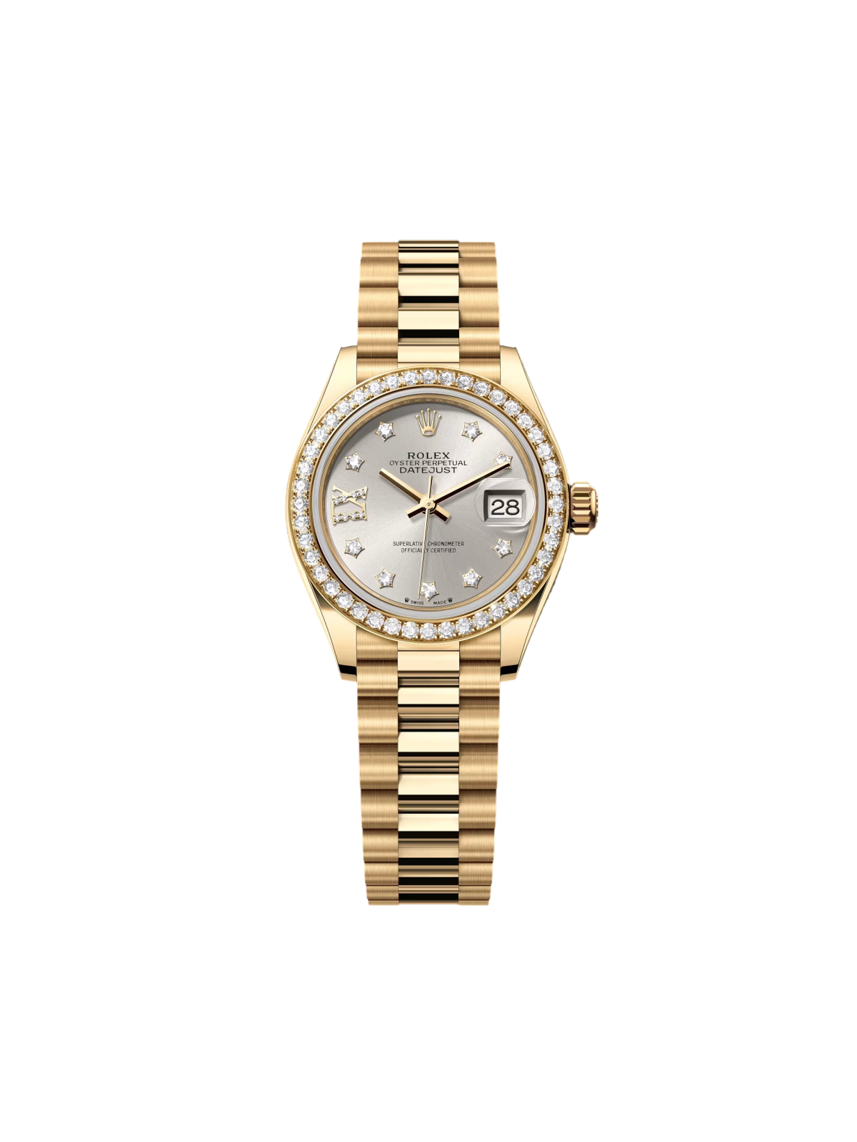 【Super Clone】ROLEX Lady-Datejust 28mm 279138RBR Silver Dial President Bracelet Watch