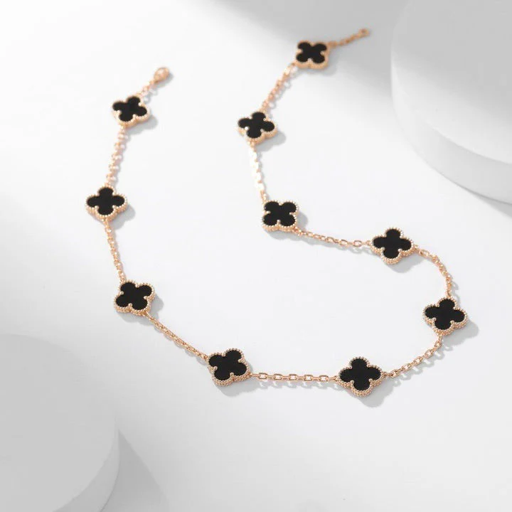 Regalia jewelryCLOVERS THE 10-MOTIFS ONYX NECKLACE