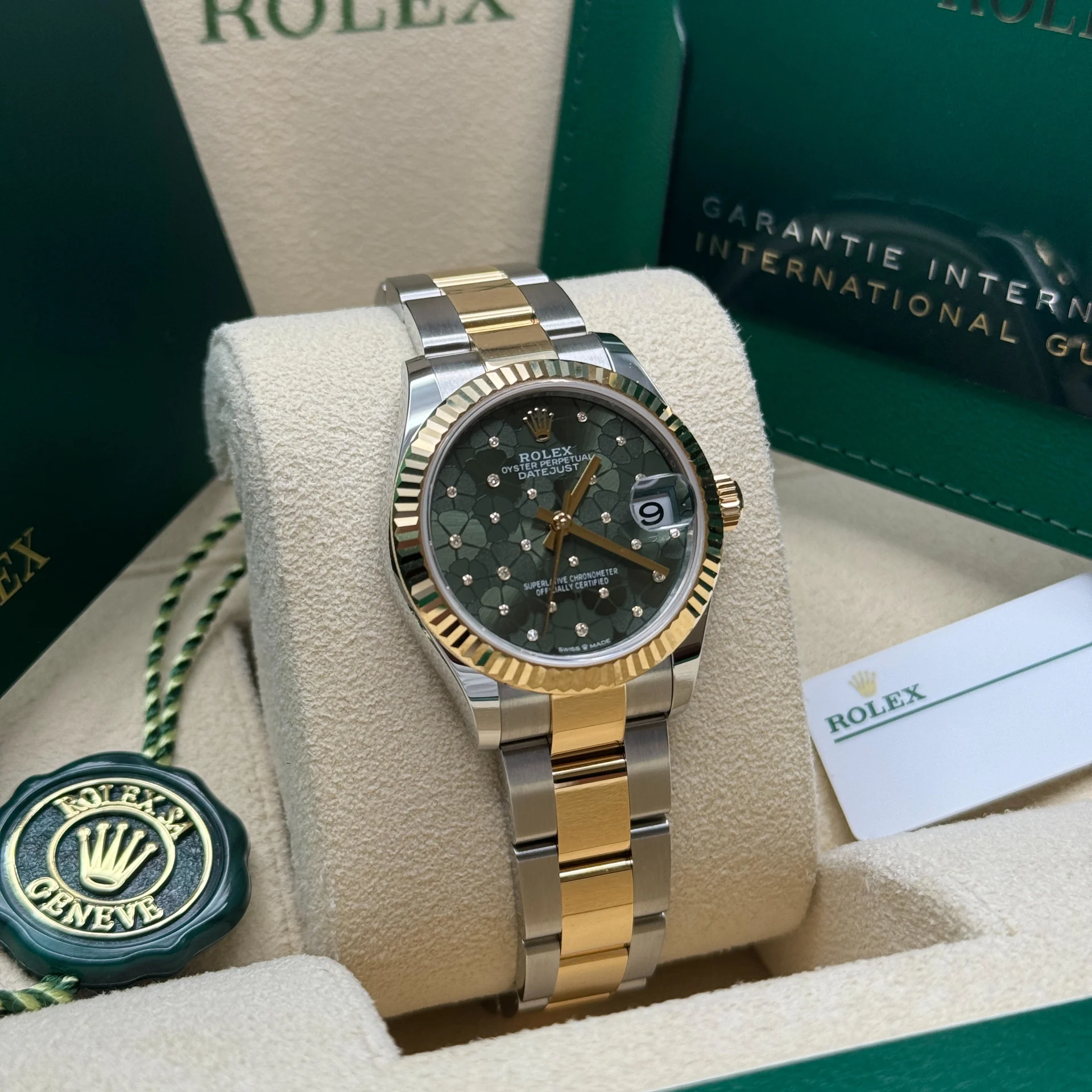 【Super Clone】ROLEX Datejust m278273-0031/0032 31mm Olive Green Floral Motif Dial Stainless Steel and Yellow Gold Oyster Watch