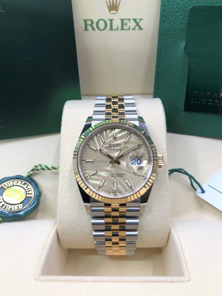 【Super Clone】ROLEX  Datejust 36mm 126233 Golden Palm Motif Dial Jubilee Bracelet Watch