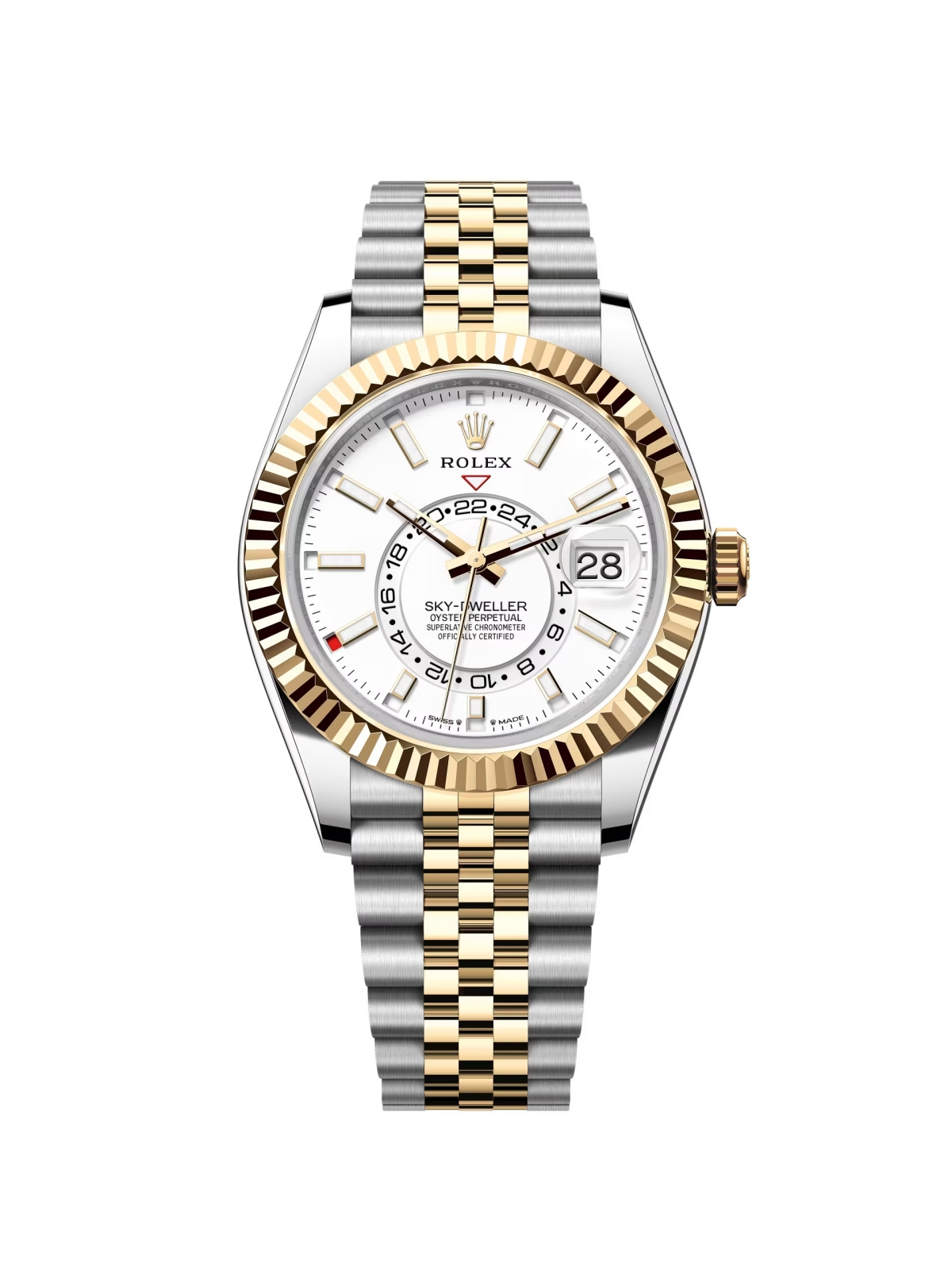 【Super Clone】ROLEX Sky-Dweller 42mm 336933-0005/0006 Two-Tone Yellow Gold White Dial Oyster