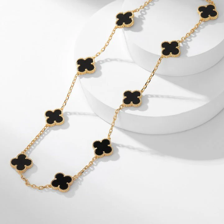 Regalia jewelryCLOVERS THE 10-MOTIFS ONYX NECKLACE