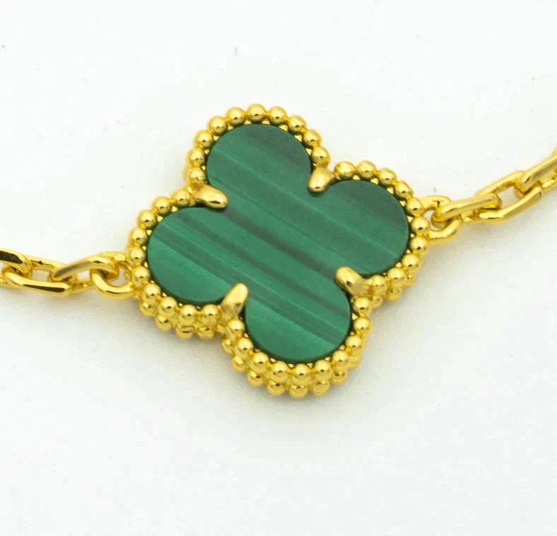 Regalia jewelryCLOVER  5 MOTIF MALACHITE DIAMOND BRACELET