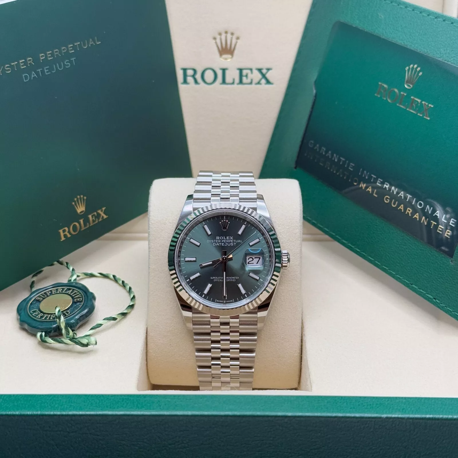 【Super Clone】ROLEX Datejust 41mm Mint Green Dial Jubilee Bracelet Watch - 126334