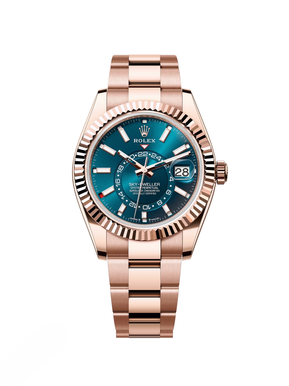 【Super Clone】ROLEX Sky-Dweller 42mm 336935-0001/0005 Rose Gold Blue Dial Oyster