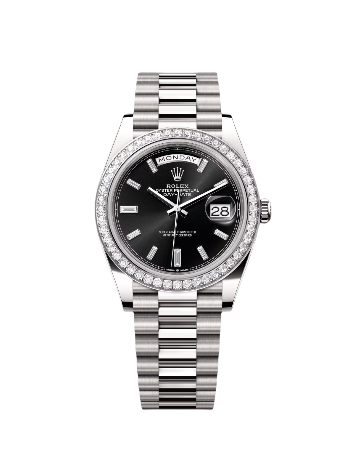 【Super Clone】ROLEX  Day-Date 40mm 228349RBR-0003 Bright Black Dial President Bracelet
