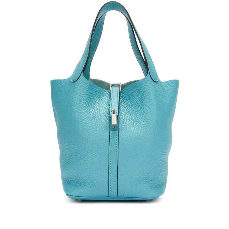 Hermès Bleu Saint Cyr Clemence Picotin Lock 22 Palladium Hardware