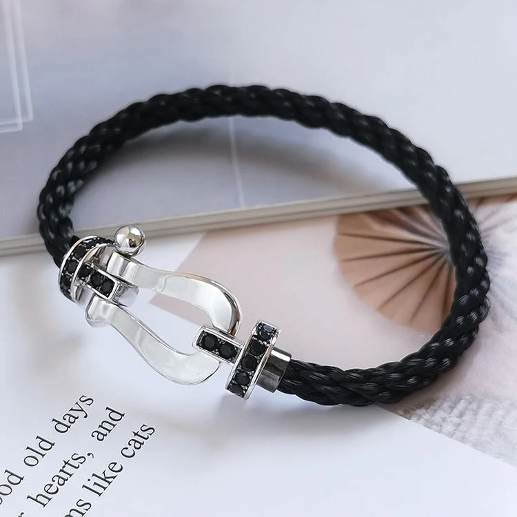 Regalia jewelryFORCE LARGE HORSESHOE BLACK DIAMOND BRACELET SILVER