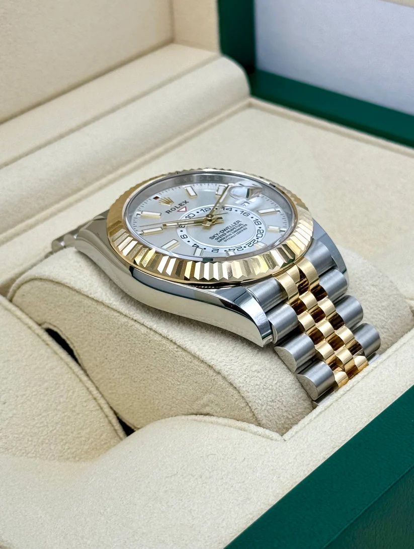 【Super Clone】ROLEX  Sky-Dweller 42mm 336933-0005/0006 Two-Tone Yellow Gold White Dial Oyster