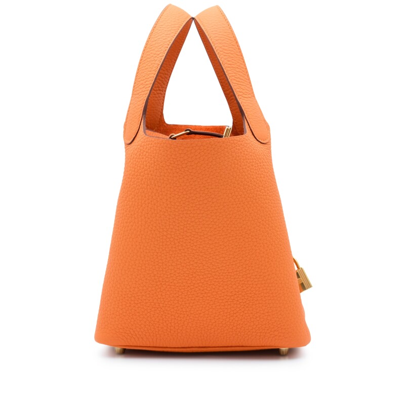 Hermès Orange Clemence Picotin Lock 18 Gold Hardware