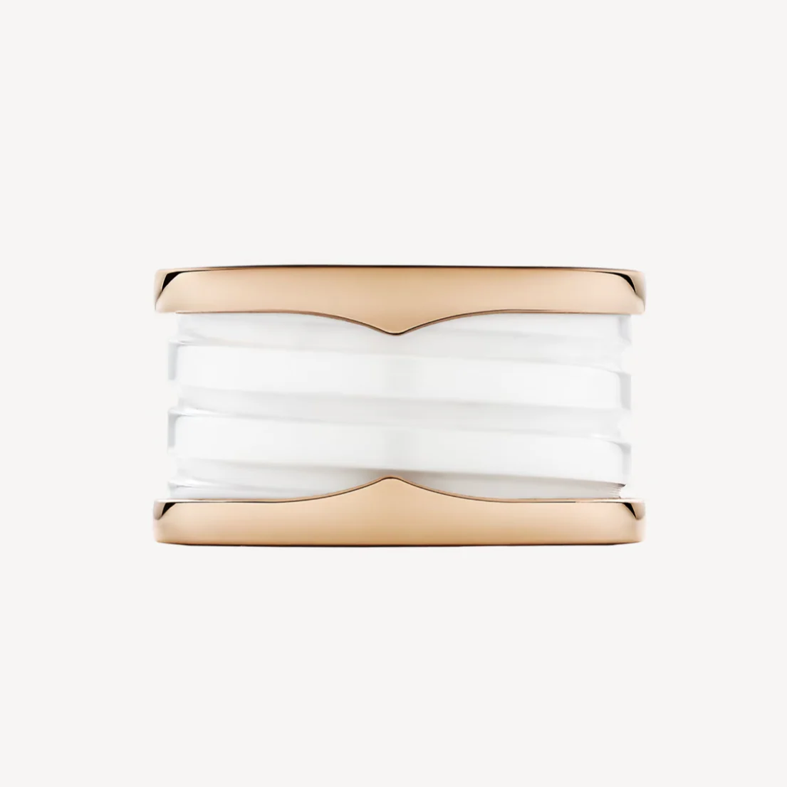 Regalia jewelryZERO 1 FOUR-BAND LOOPS AND WHITE CERAMIC SPIRAL PINK GOLD RING