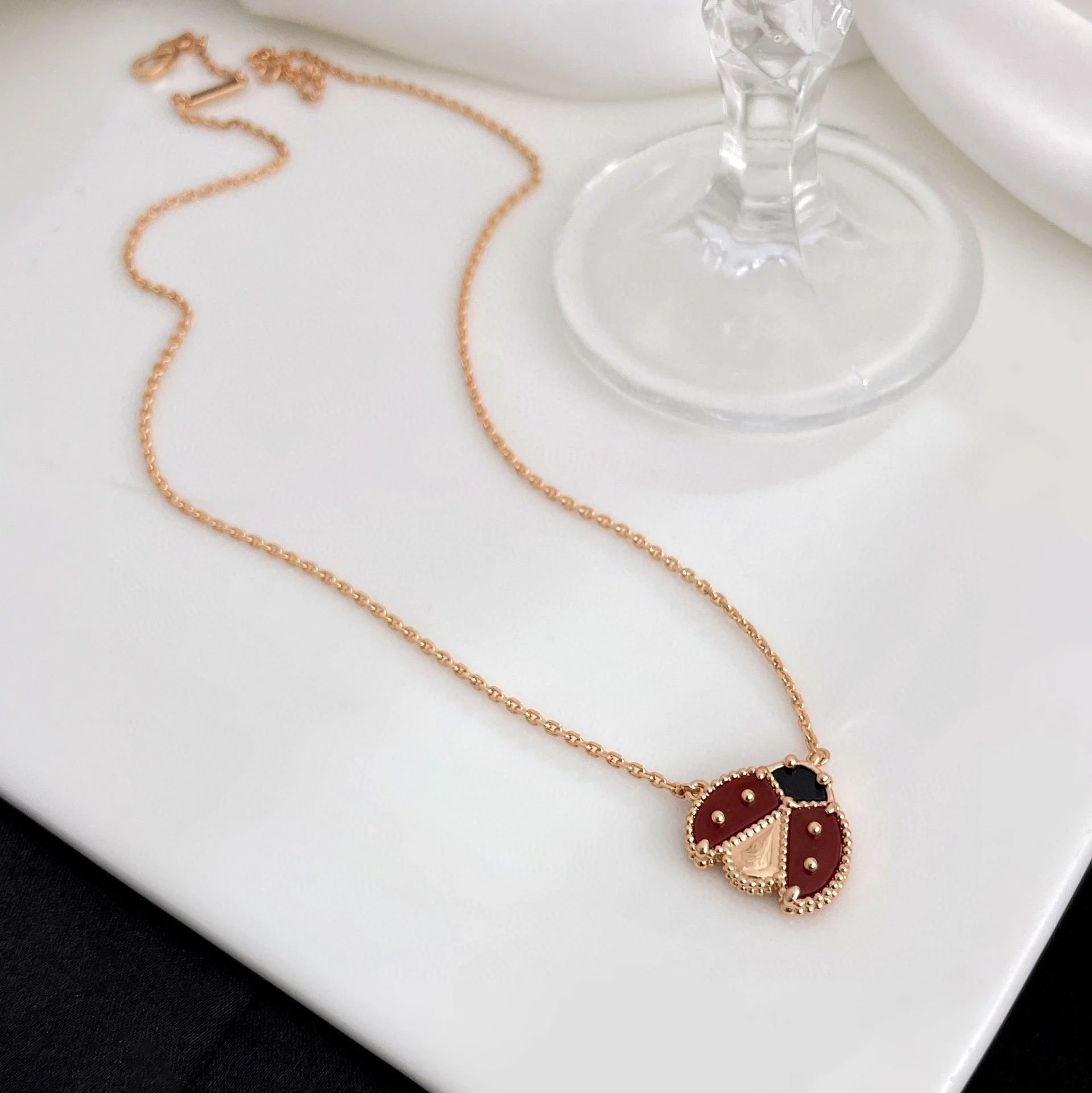 Regalia jewelryLUCKY  CARNELIANS LADYBUG NECKLACE