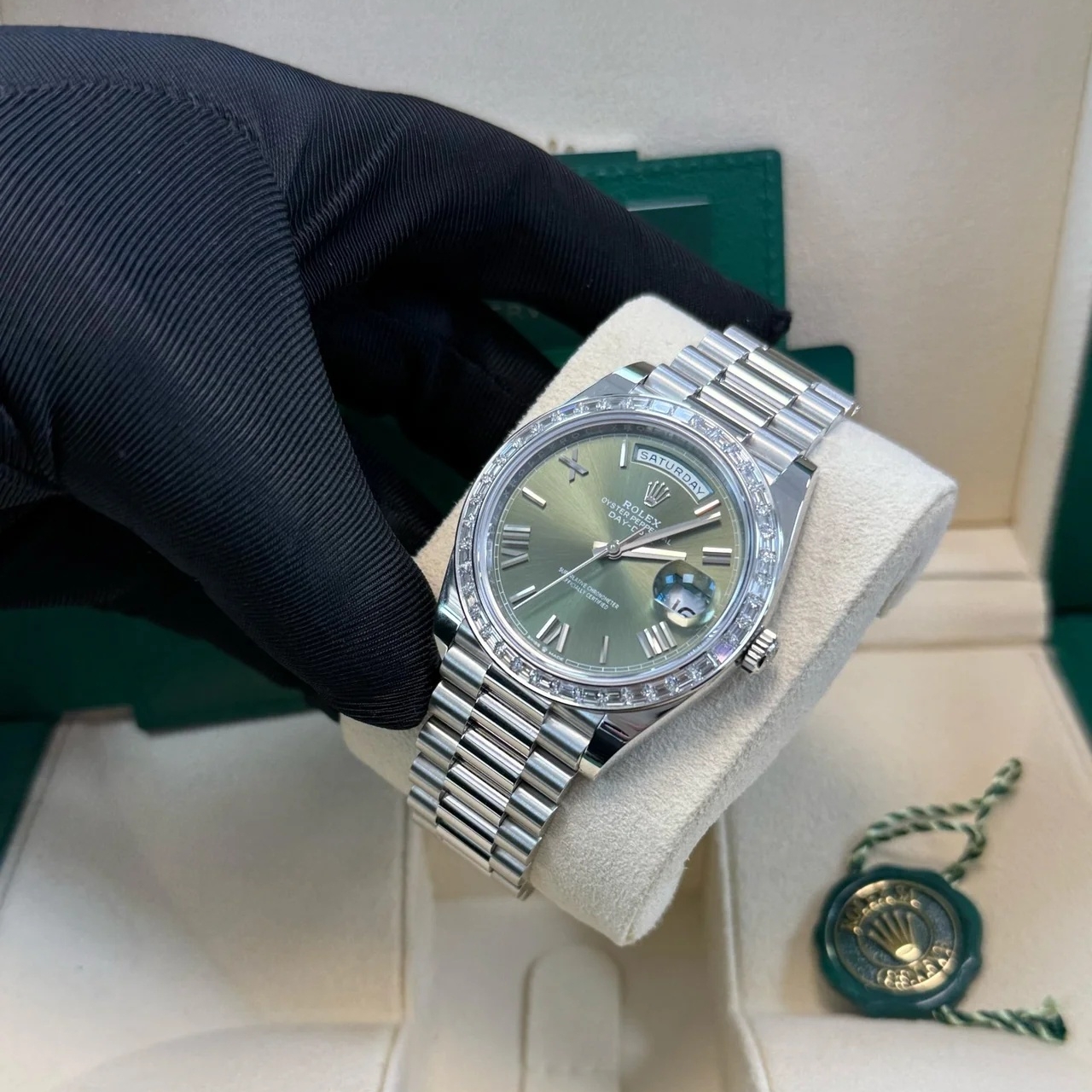 【Super Clone】ROLEX Day-Date 40mm 228396TBR-0020 Green Roman Dial