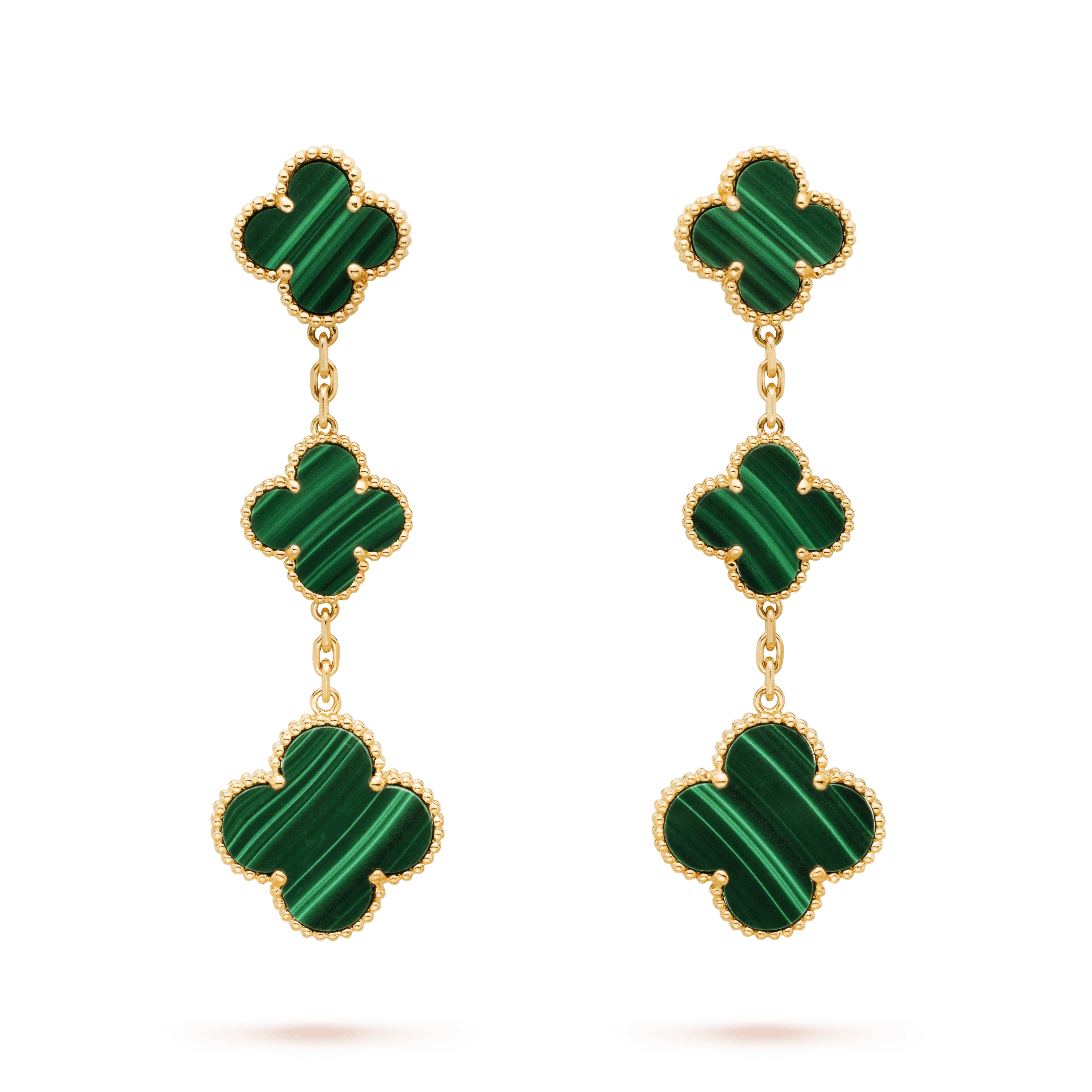 Regalia jewelryCLOVER MALACHITE 3 MOTIFS GOLD