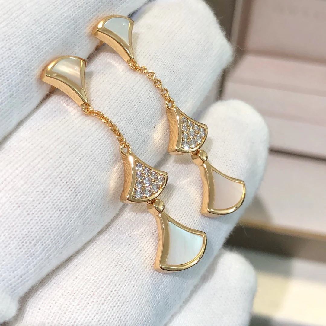 Regalia jewelryDREAM EARRINGS 3 MOTIFS DIAMOND MOP PINK GOLD