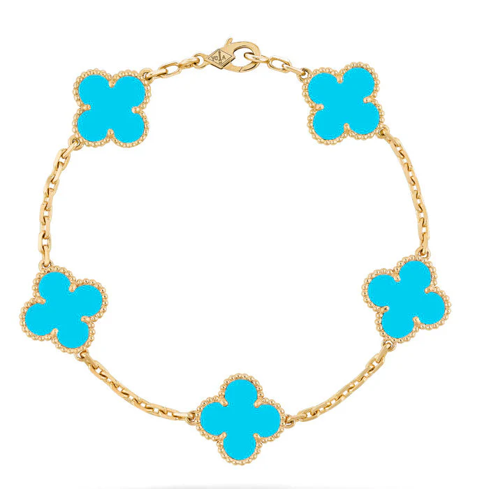 Regalia jewelryCLOVER 5 MOTIFS TURQUOISE BRACELET
