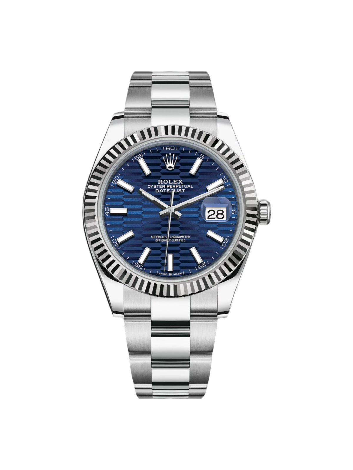 【Super Clone】ROLEX  Datejust 41mm Blue Fluted Motif Index Dial Jubilee Bracelet Watch - 126334