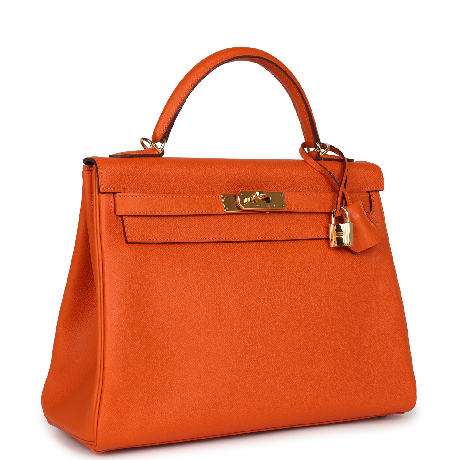 Hermès Kelly Retourne 32 Orange H Epsom Gold Hardware