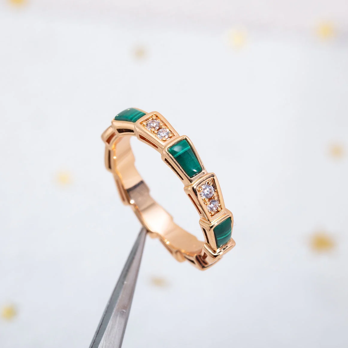 Regalia jewelrySERPENTI RING PINK GOLD MALACHITE DIAMOND 3MM