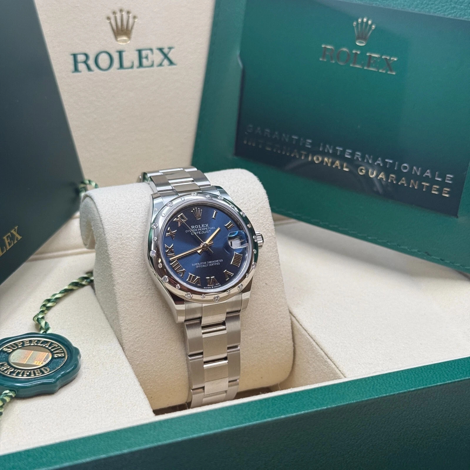 【Super Clone】ROLEX Datejust m278344-0035/0036 Bright Blue Dial 31mm Domed Diamond Oyster Watch