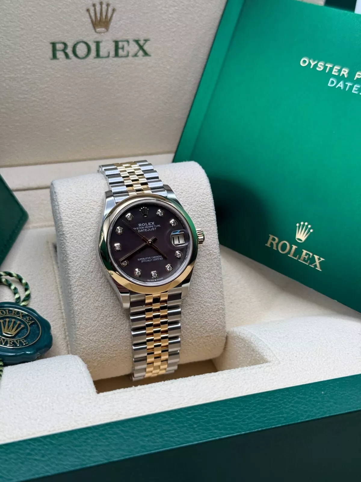 【Super Clone】RLX Datejust m278243-0023/0024 31mm Black Mother-of-Pearl Dial Yellow Rolesor Oyster Watch