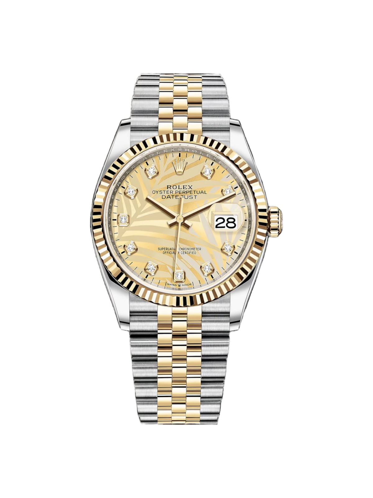 【Super Clone】ROLEX  Datejust 36mm 126233 Champagne Palm Motif Diamond Dial and Jubilee Bracelet Watch