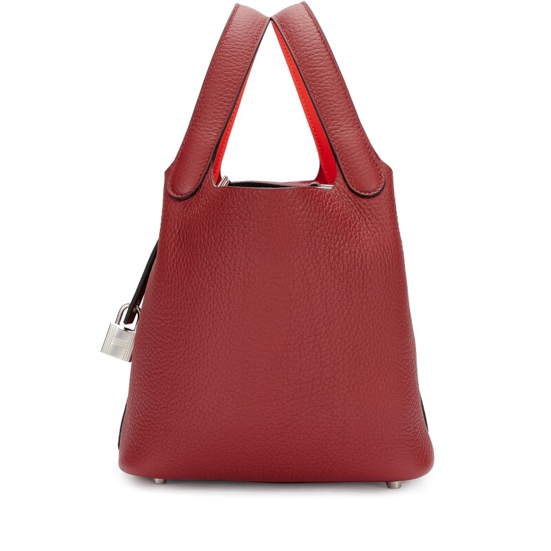 Hermès Rouge H Clemence and Orange Field Swift Verso Picotin Lock 18 Palladium Hardware