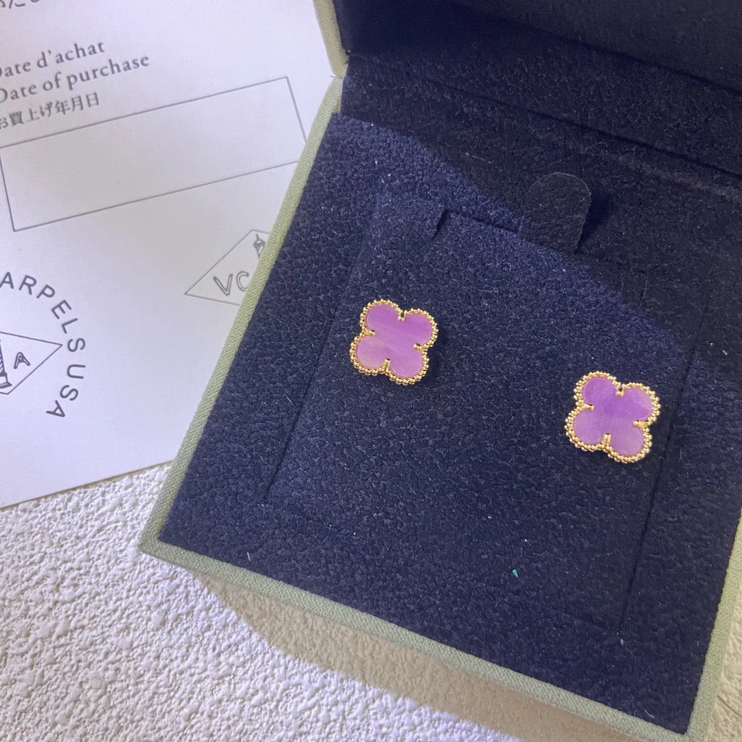 Regalia jewelryCLOVER MINI 9.5MM  PURPLE VIOLET EARRINGS