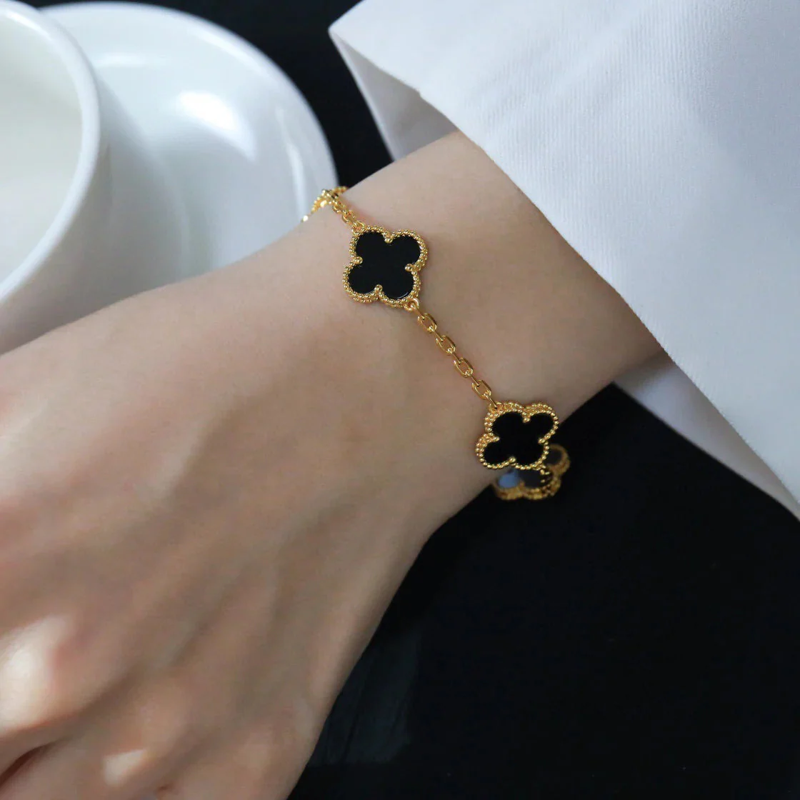 Regalia jewelryCLOVER  5 MOTIFS BLACK ONYX BRACELET