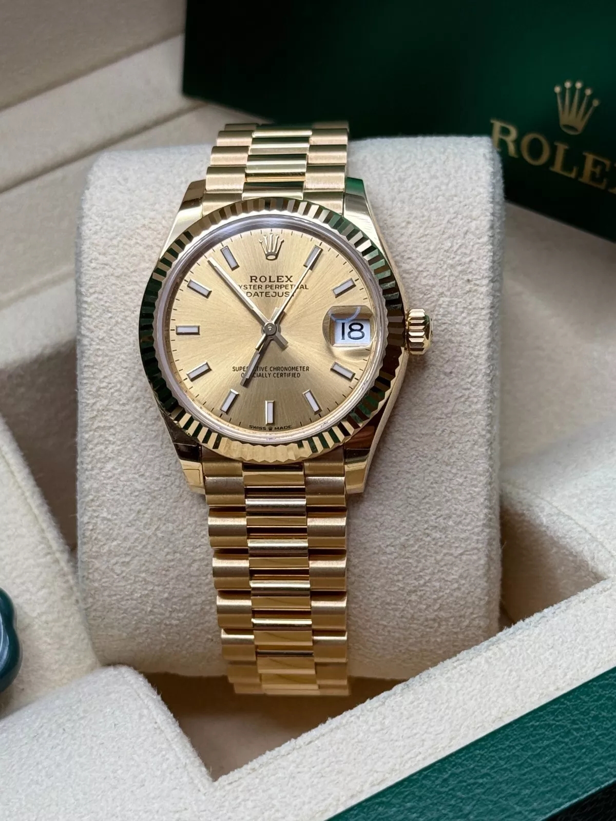 【Super Clone】ROLEX Datejust m278278-0040 Champagne 31mm Dial President Bracelet Watch
