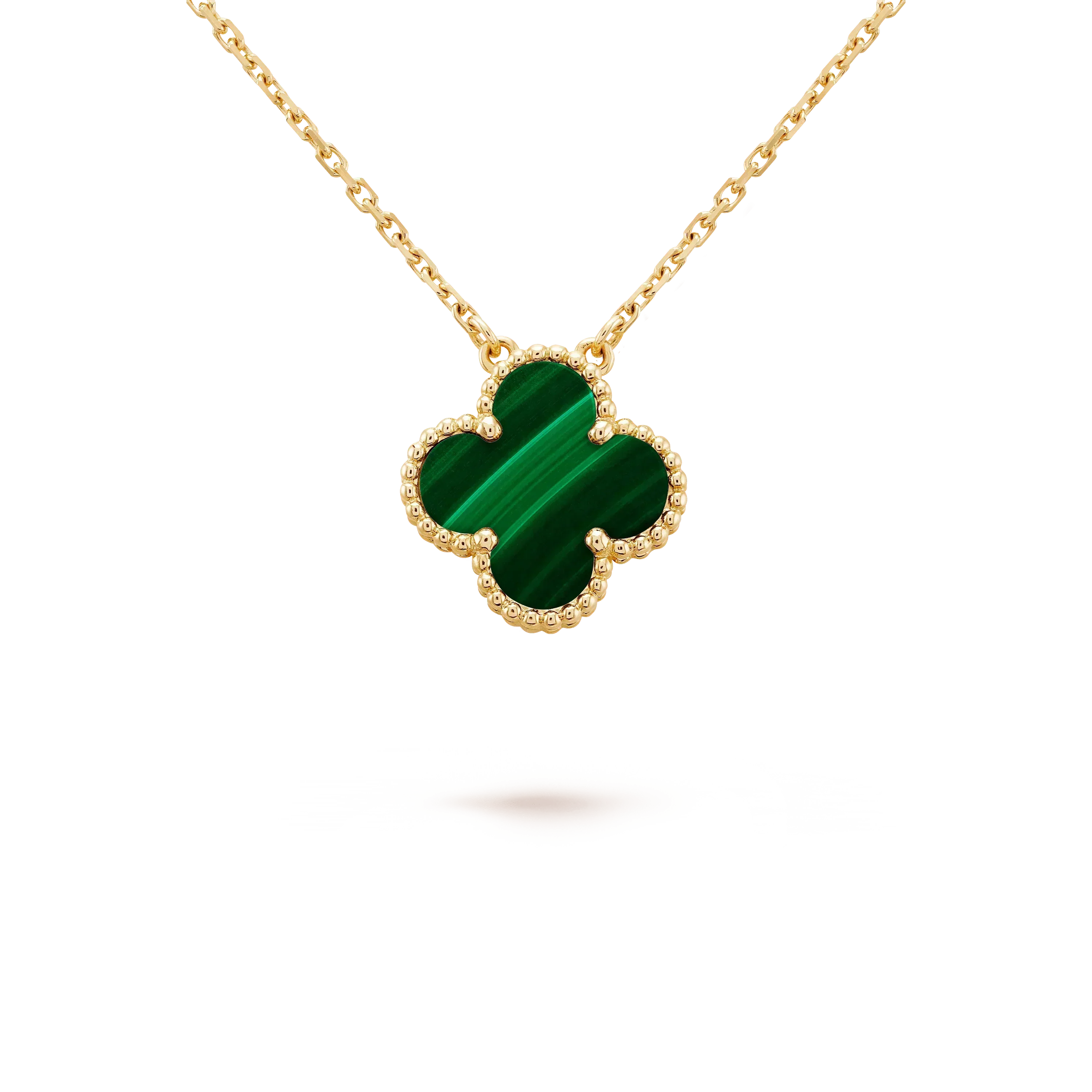 Regalia jewelryCLOVER 15MM MALACHITE SINGLE FLOWER  NECKLACE