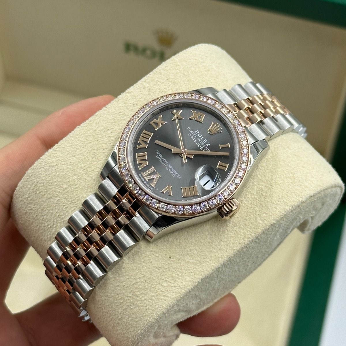 【Super Clone】ROLEX Datejust m278381-0029/0030 Slate Roman Diamond Dial Diamond-Set Bezel 31mm