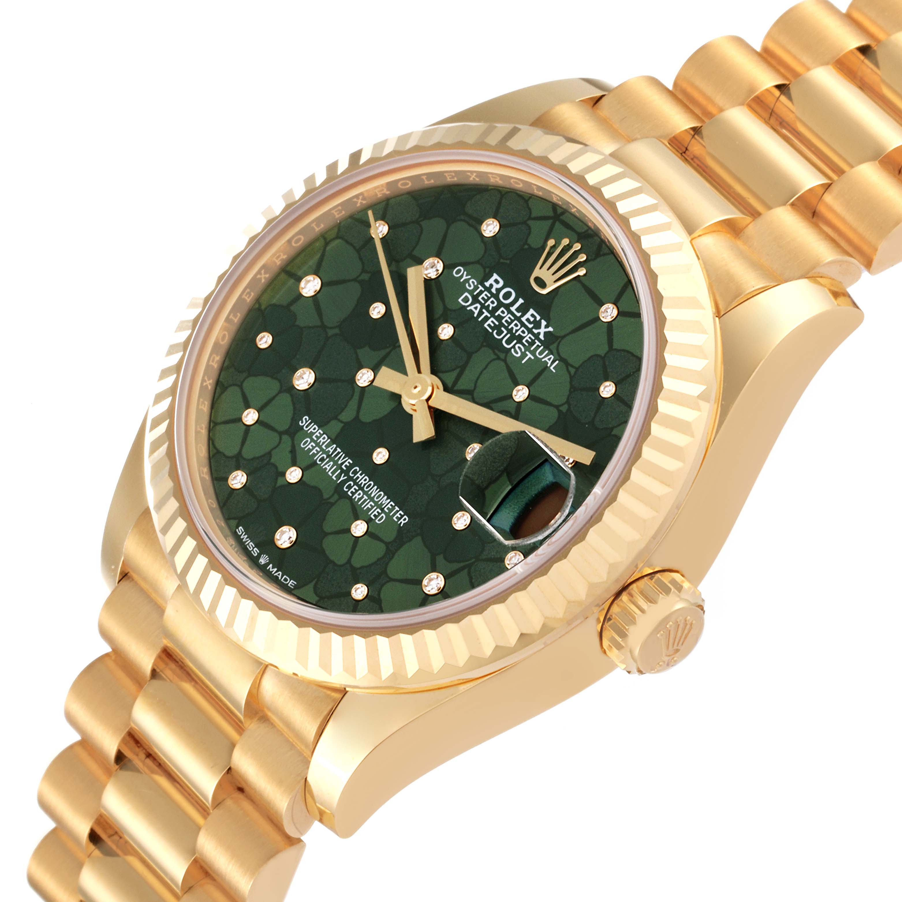 【Super Clone】RLX Datejust m278278-0046 Olive Green Floral Motif 31mm President Bracelet Watch