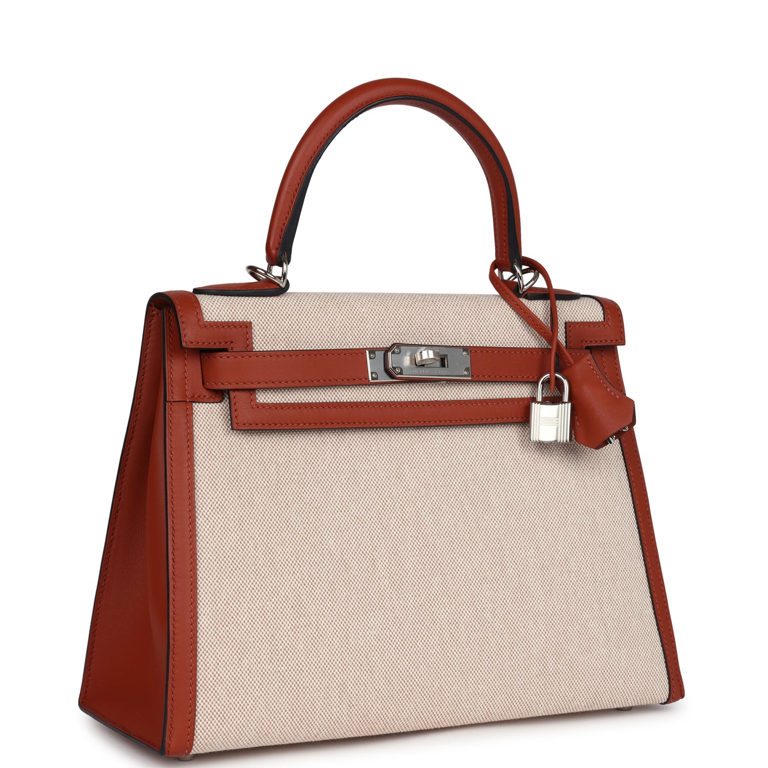 Hermès Kelly Sellier 28 Cuivre Swift and Ecru Toile H Palladium Hardware