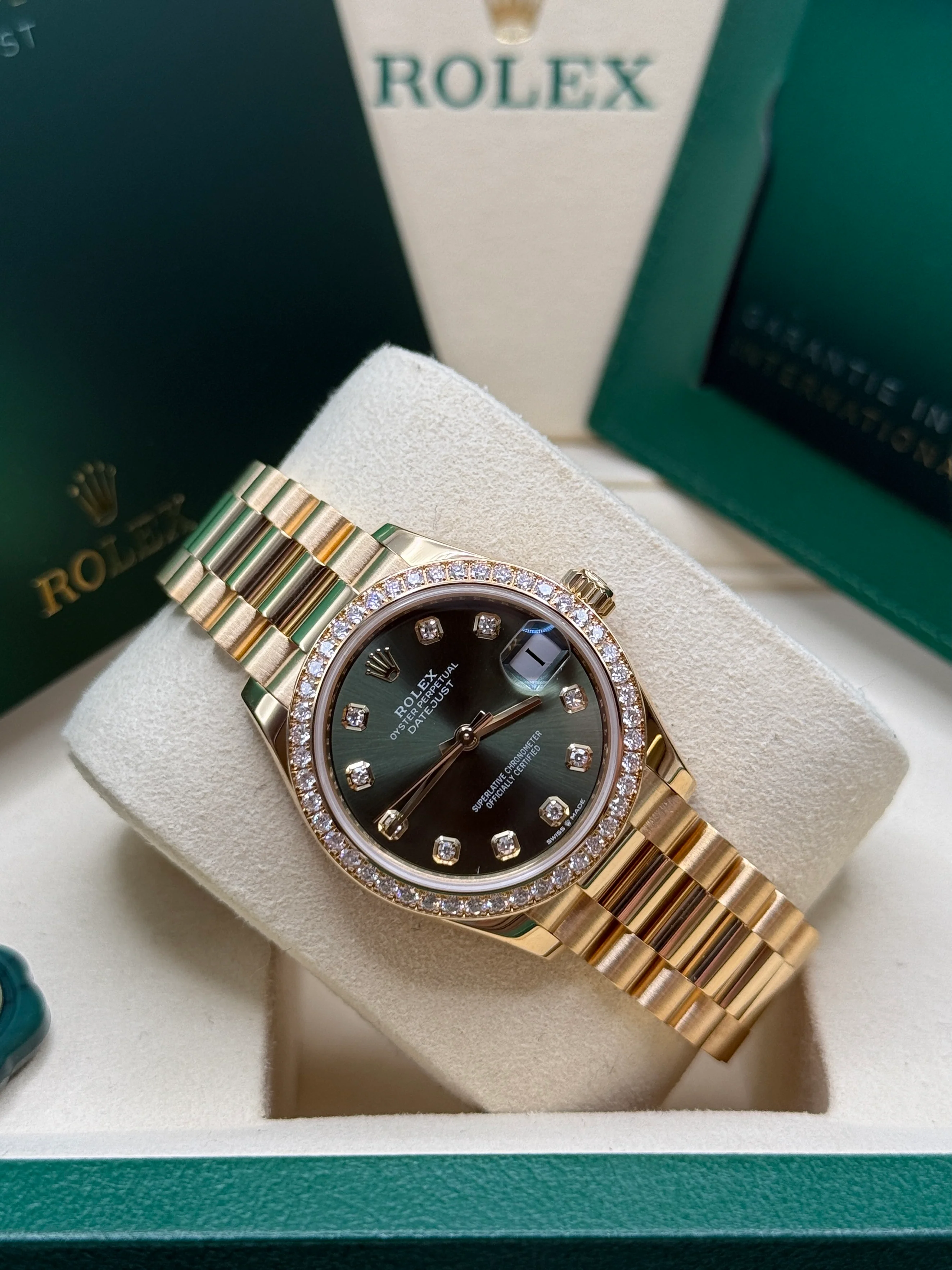 【Super Clone】ROLEX Datejust m278288RBR-0007 Olive Green 31mm Dial President Bracelet Watch