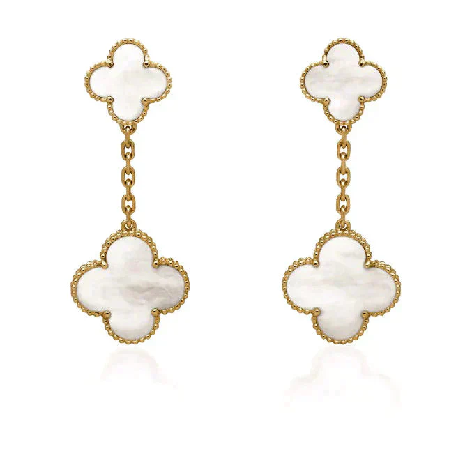 Regalia jewelryCLOVER 2 MOTIF WHITE MOP EARRINGS