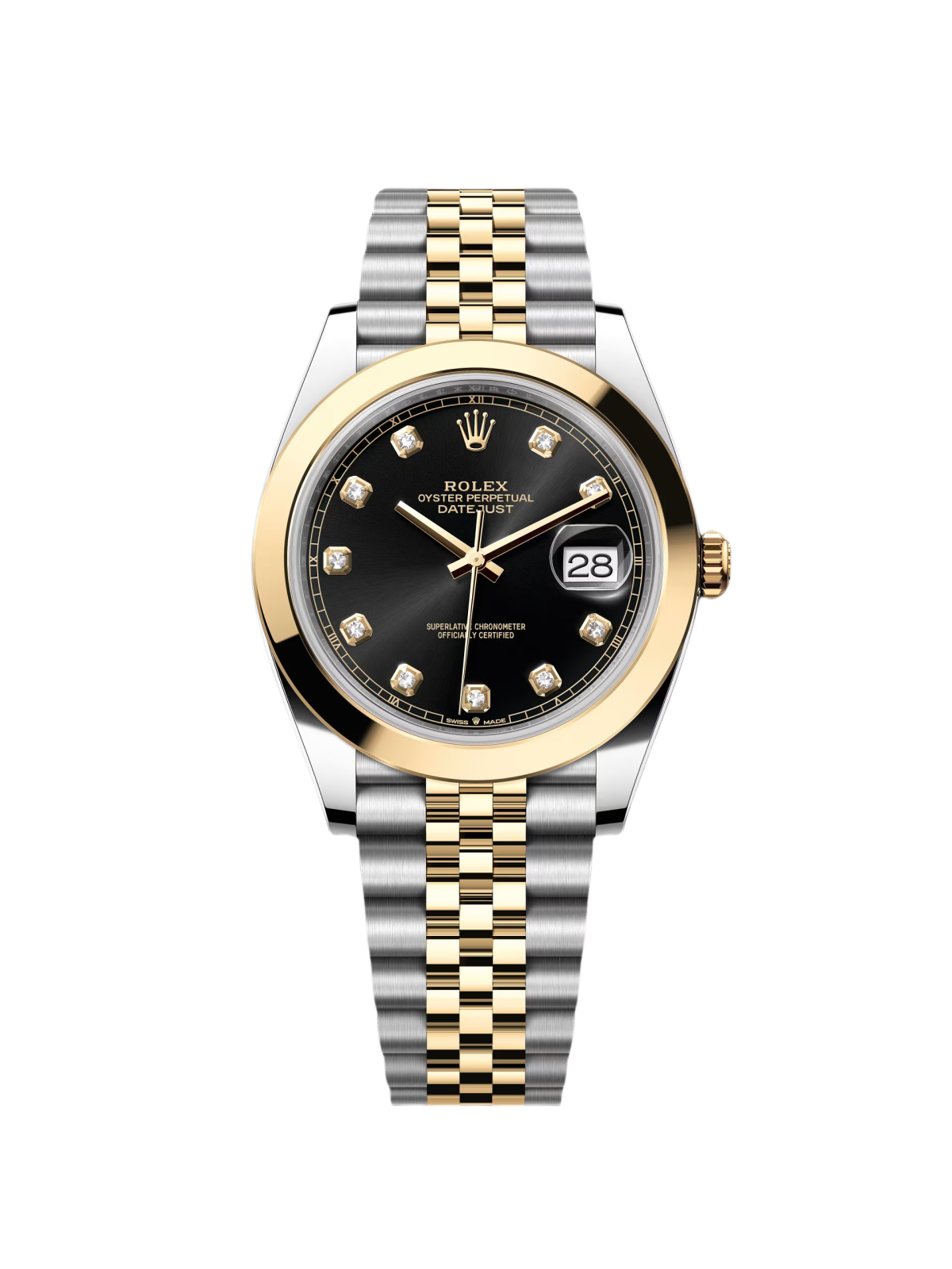 【Super Clone】ROLEX Datejust 41mm 126303 Black Diamond Oyster Steel and Yellow Gold Mens Watch
