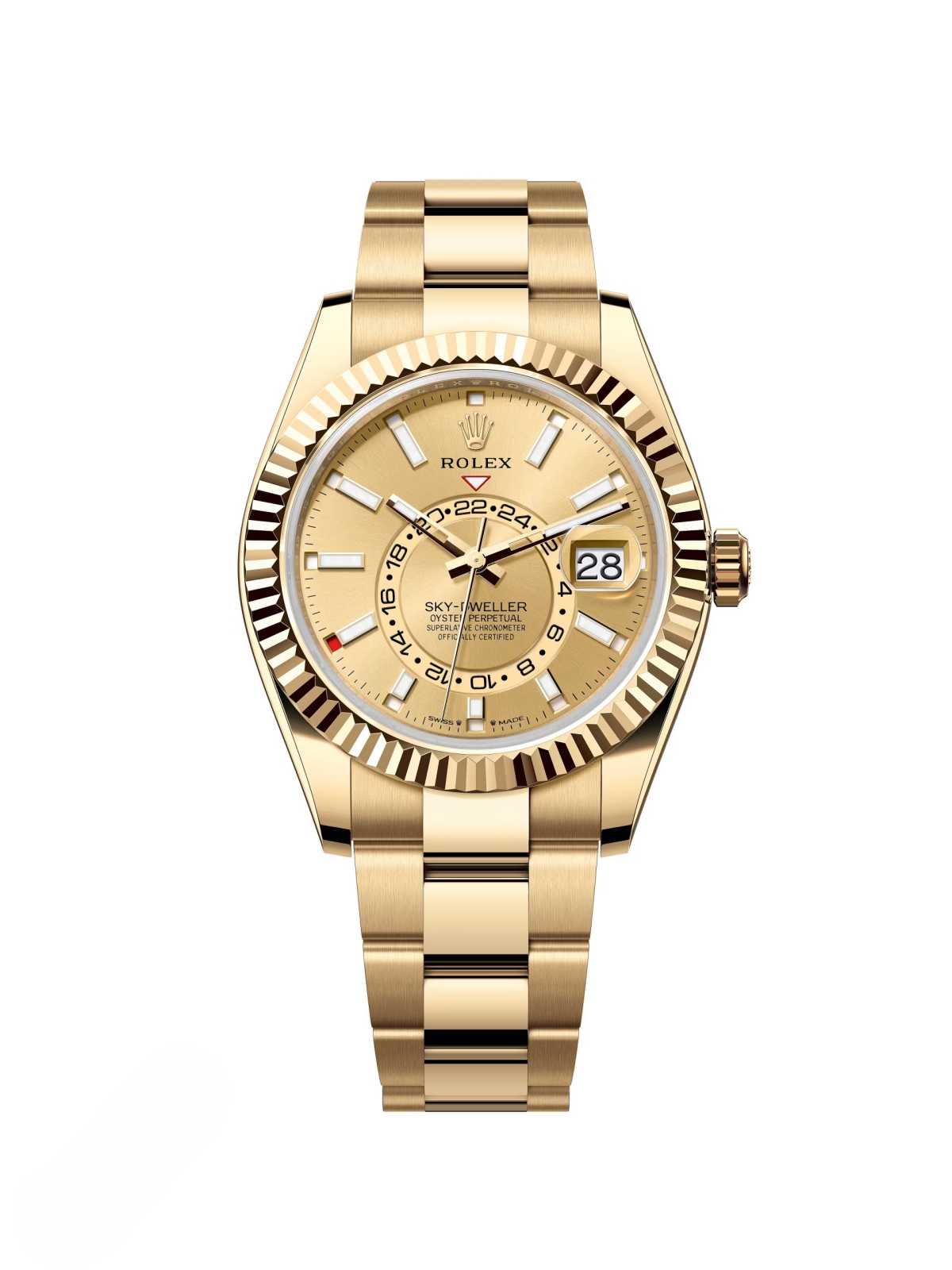 【Super Clone】ROLEX  Sky-Dweller 42mm 336938-0001/0004 Yellow Gold Champagne Dial Jubilee