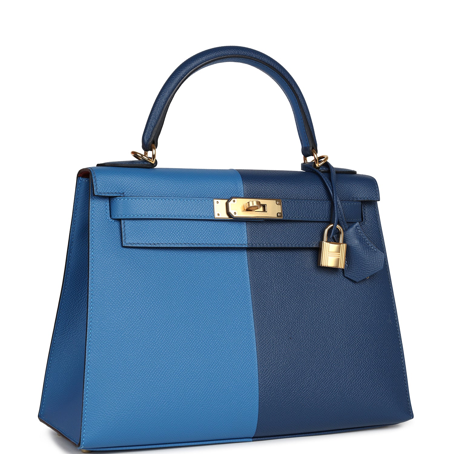 Hermès Kelly Sellier 28 Casaque Deep Bleu and Mykonos Epsom Gold Hardware