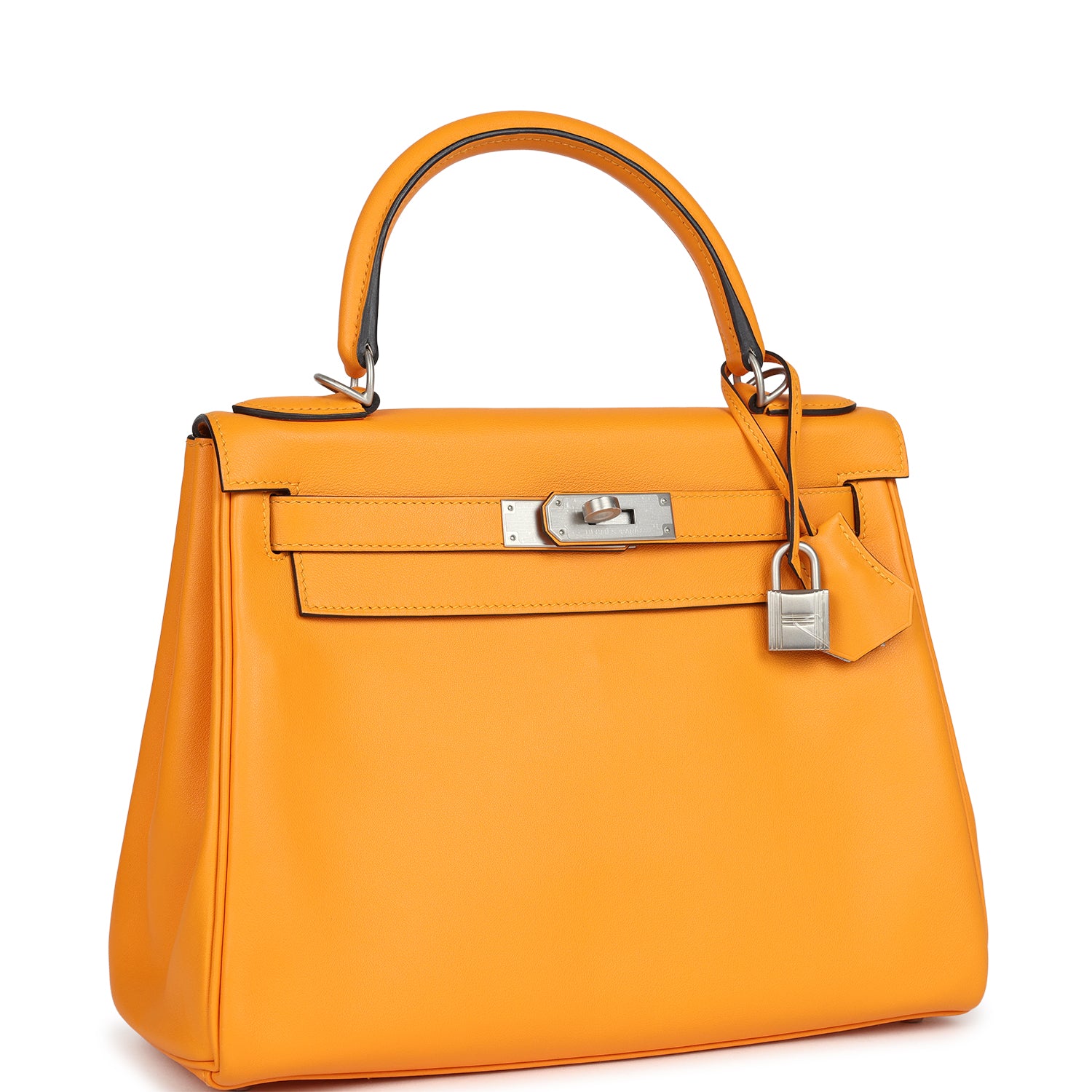 Hermès Special Order (HSS) Kelly Retourne 28 Jaune D'Or Swift Brushed Palladium Hardware